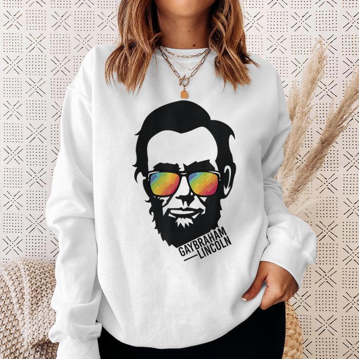 Gaybraham Lincoln American Lgbtq Gay Pride Sweatshirt Gifts for Her