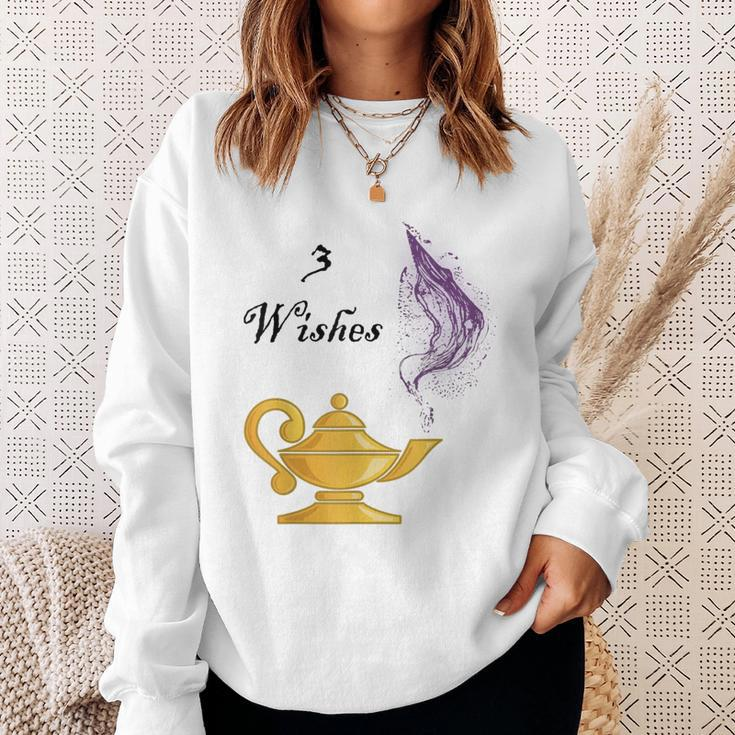 Genie Lamp 3 Wishes Jinni Graphic With Sayings Sweatshirt Gifts for Her