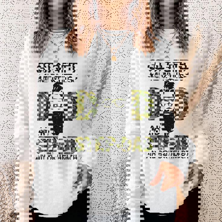 Goded Me Two Titles Dad And Papa Fathers Day Sweatshirt Gifts for Her