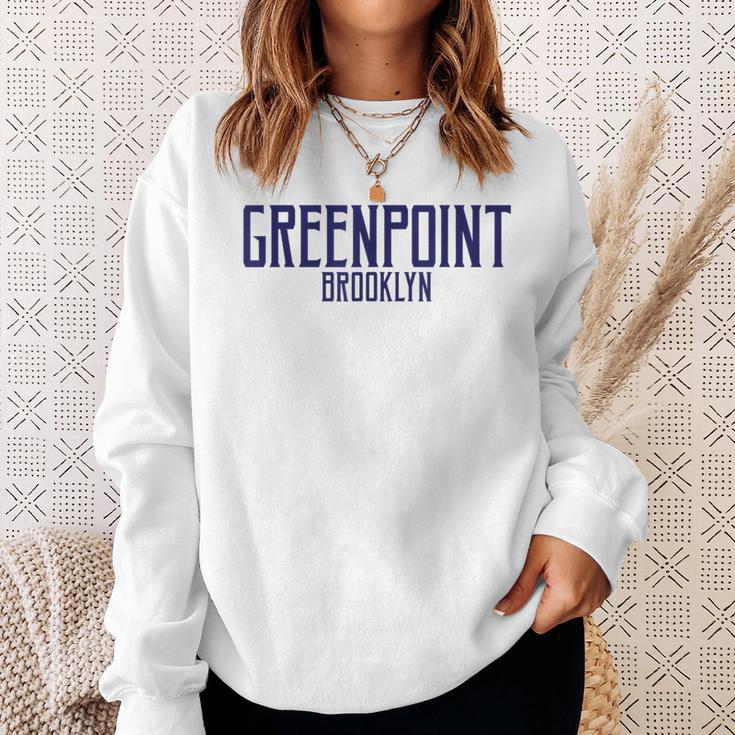 Greenpoint Vintage Text Navy Blue Print Sweatshirt Gifts for Her