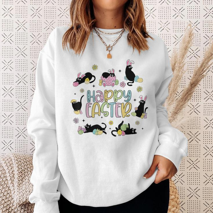 Happy Easter Cat Wearing Bunny Ear Bunny Cat Lover Sweatshirt Gifts for Her