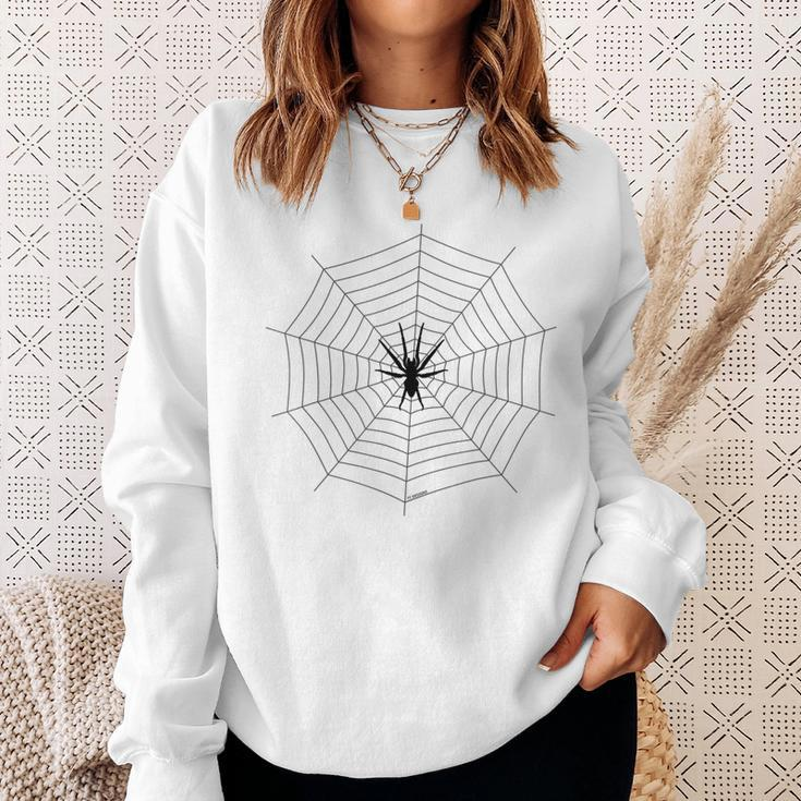 Herren Sweatshirt mit Spinnennetz-Print, Weiß, Trendy Design Geschenke für Sie