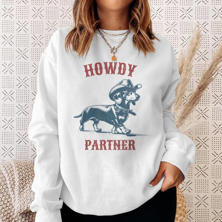 Howdy Partner Ready For Rodeo Cowboy Weenie Dachshund Sweatshirt Gifts for Her