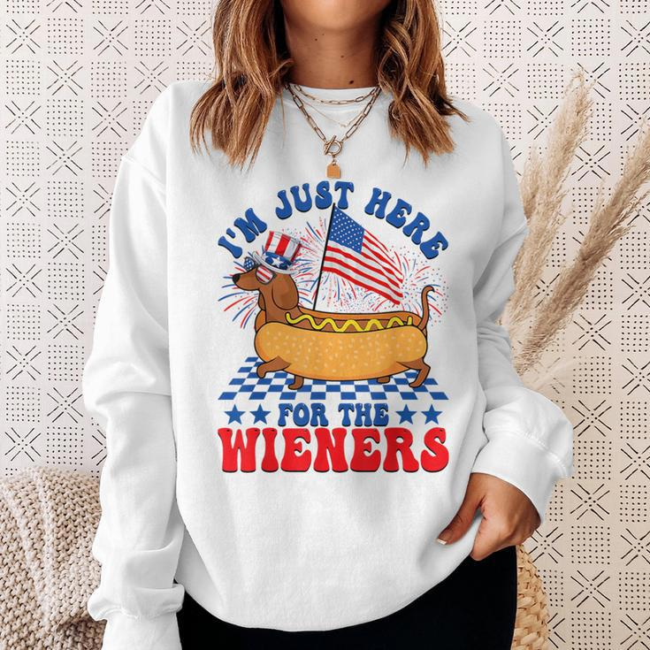 I'm Just Here For Wieners Dachshund Dog Hotdog 4Th Of July Sweatshirt Gifts for Her