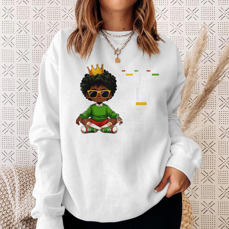 Junenth Black Young King Nutritional Facts Melanin Boys Sweatshirt Gifts for Her