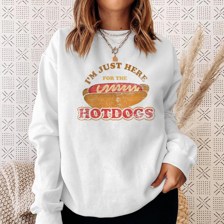 Im Just Here For The Hot Dogs Foodie Weiner Hot Dog Sweatshirt Gifts for Her