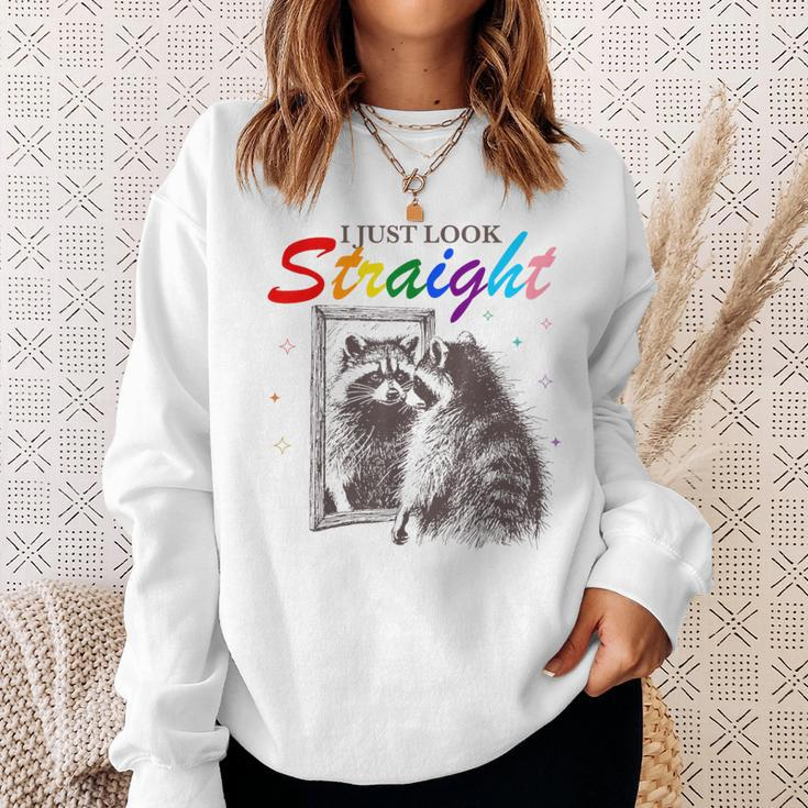 I Just Look Straight Raccoon Queer Gay Les Lgbt Meme Sweatshirt Gifts for Her