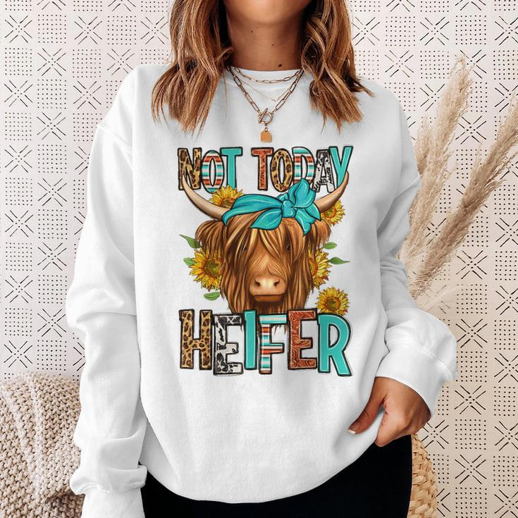 Leopard Highland Cow Bandana Not Today Heifer Western Animal Sweatshirt Gifts for Her