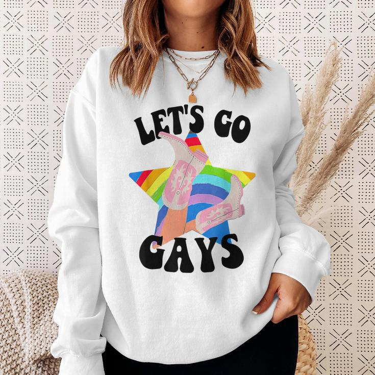 Let's Go Gays Lgbt Pride Cowboy Hat Retro Gay Rights Ally Sweatshirt Gifts for Her