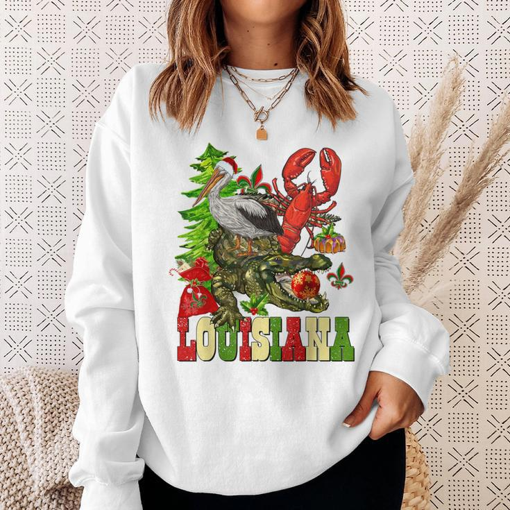Louisiana Cajun Christmas Crawfish Pelican Alligator Xmas Sweatshirt Gifts for Her