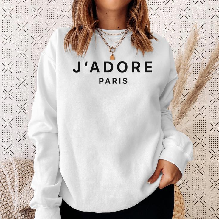 I Love Paris J-Adore Paris White Graphic Sweatshirt Gifts for Her