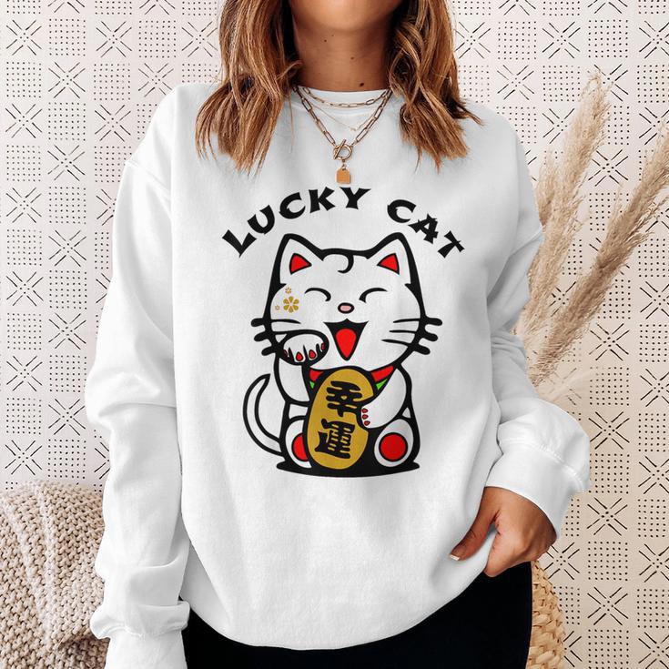 Lucky Cat Maneki-Neko Japanese Good Luck Feng Shui Cute Sweatshirt Gifts for Her