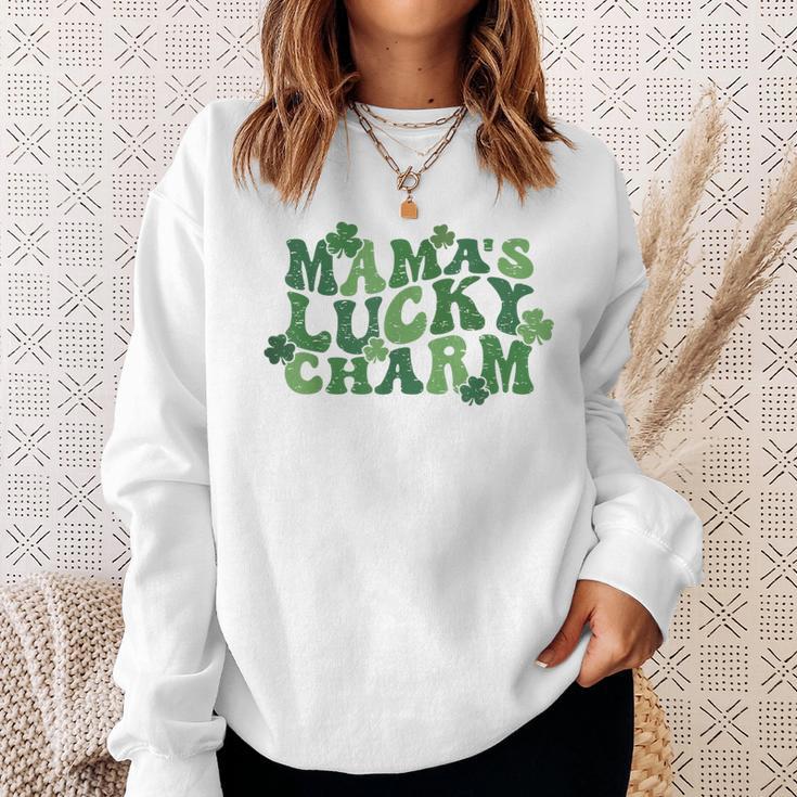 Mama's Lucky Charm Happy St Patrick's Day Groovy Sweatshirt Gifts for Her