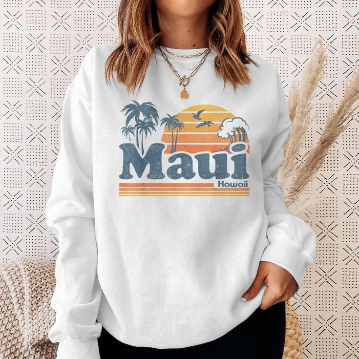 Maui Hawaii Vintage Surf Beach Surfing 70'S Retro Hawaiian Sweatshirt Gifts for Her