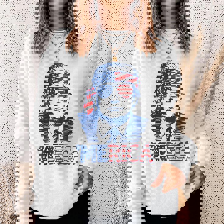 'Merica Trump Happy 4Th Of July Trump American Flag Sweatshirt Gifts for Her