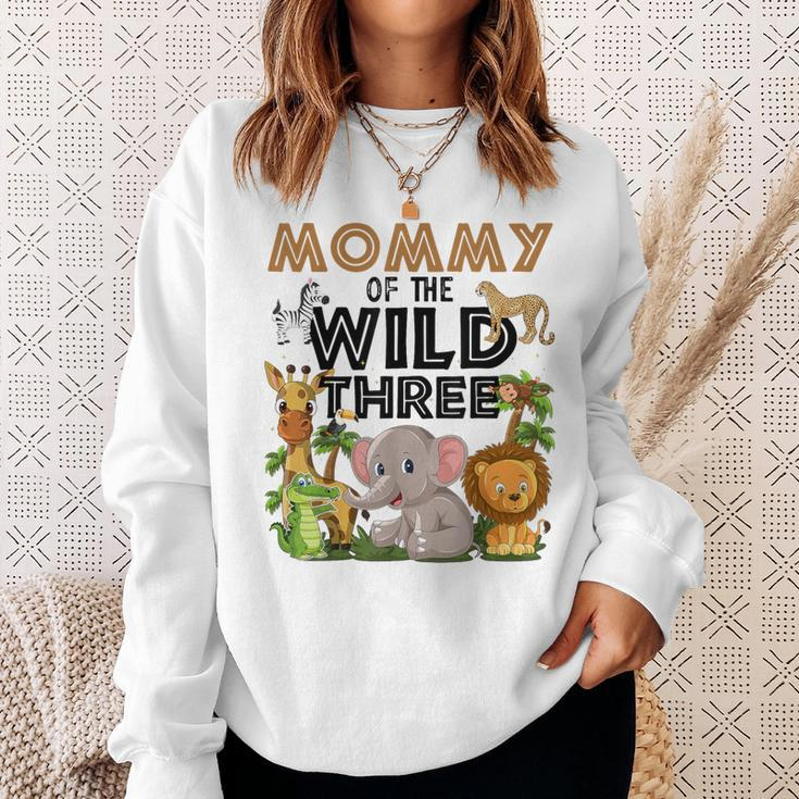 Mommy Of The Wild Three Birthday 3Rd Safari Jungle Family Sweatshirt Gifts for Her