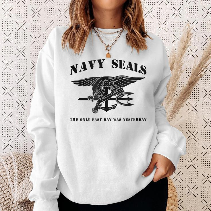 Navy Seal The Only Easy Day Was Yesterday Black Sweatshirt Gifts for Her