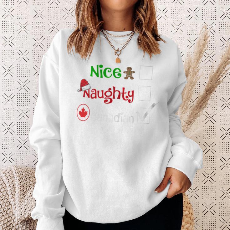 Nice Naughty Canadian Canada Santa Christmas Pyjama Pjs Sweatshirt Gifts for Her