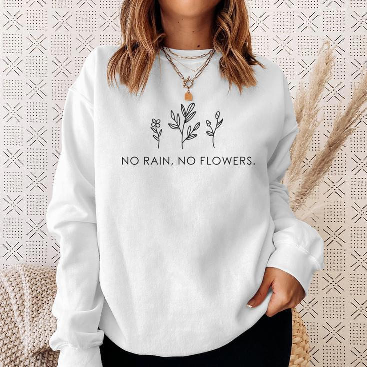 No Rain No Flowers For Our Planet Handdrawn Plants Sweatshirt Gifts for Her