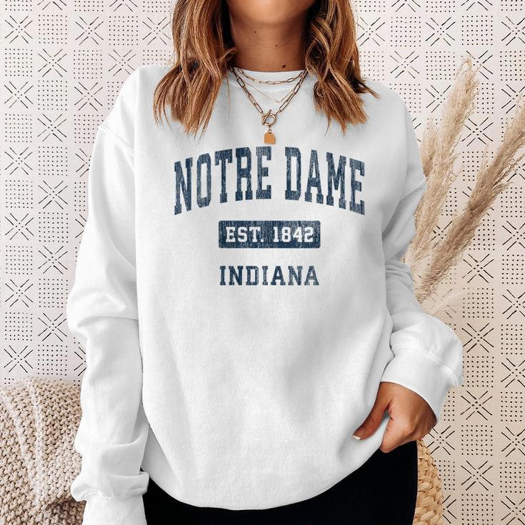 Notre Dame Indiana In Vintage Athletic Navy Sports Sweatshirt Gifts for Her