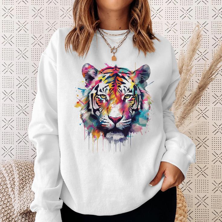 Obra De Arte De Tigre Colorido Animal Arte Tigre Camisa de entrenamiento Regalos para ella