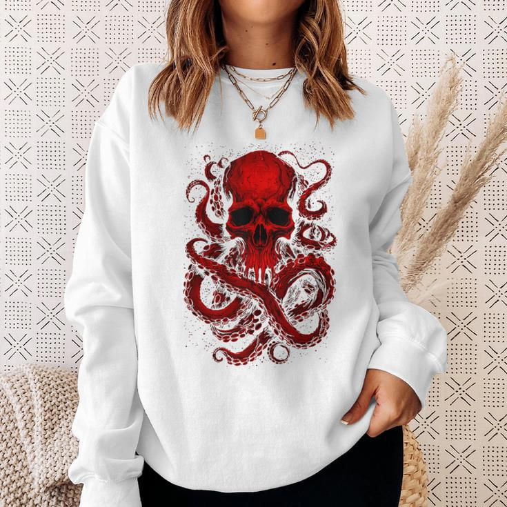 Octopus Skull Monster Red Krakens Cthulhus Cool For Boys Sweatshirt Gifts for Her