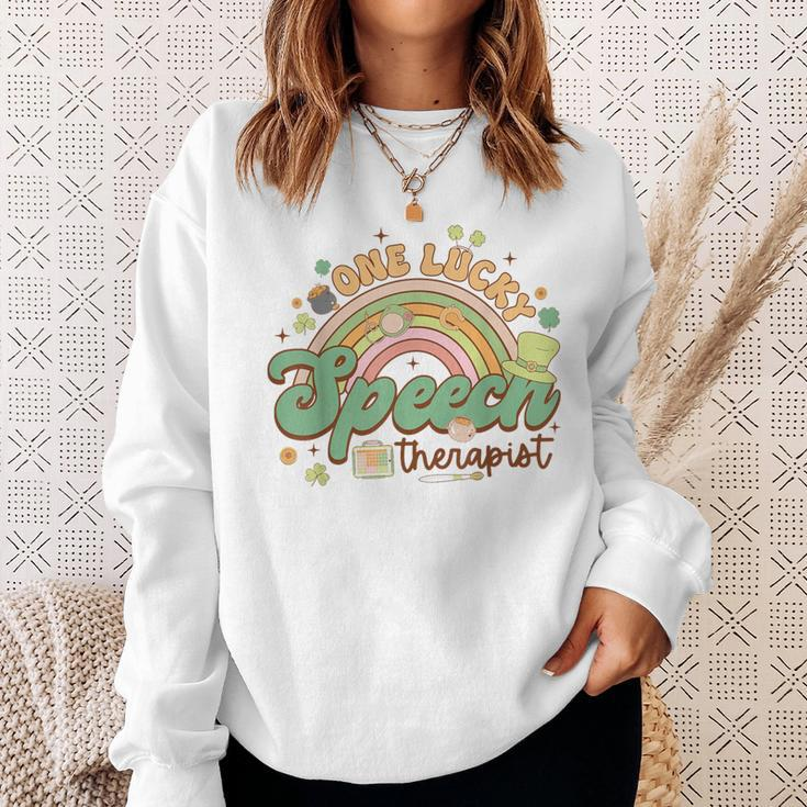 One Lucky Speech Therapist St Patrick's Day Speech Therapy Sweatshirt Gifts for Her