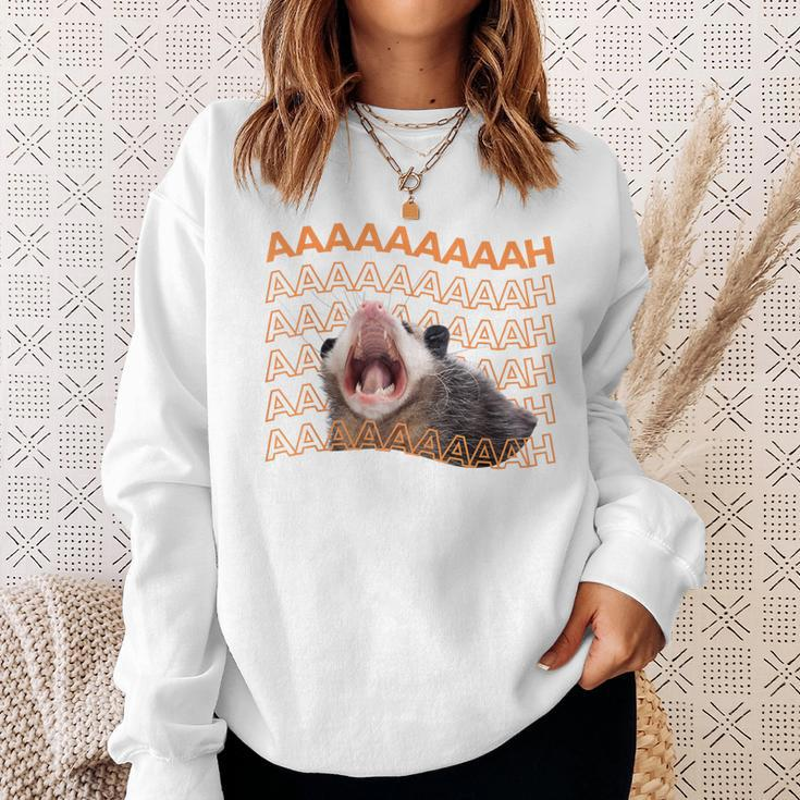Opossum Screaming Possum Trash Cat Meme Women Sweatshirt Gifts for Her