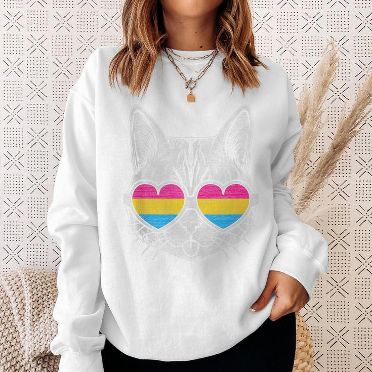 Pansexual Cat With Glasses Lgbt Pride Sweatshirt Gifts for Her