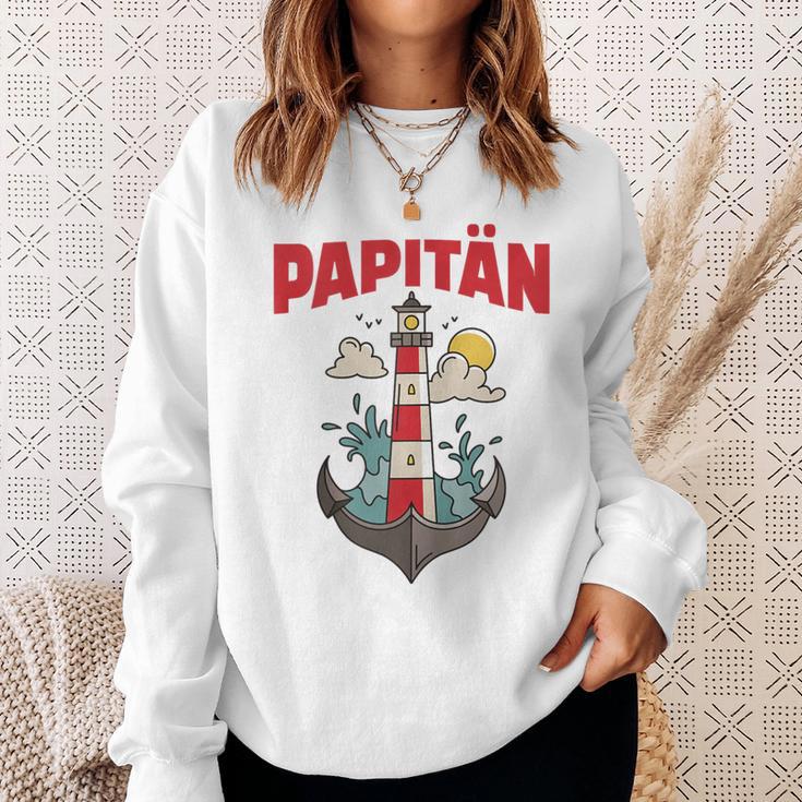 Papitänatertag Bester Papa Anker Leuchtturm Norden Kapitän Kapuzenjacke Sweatshirt Geschenke für Sie