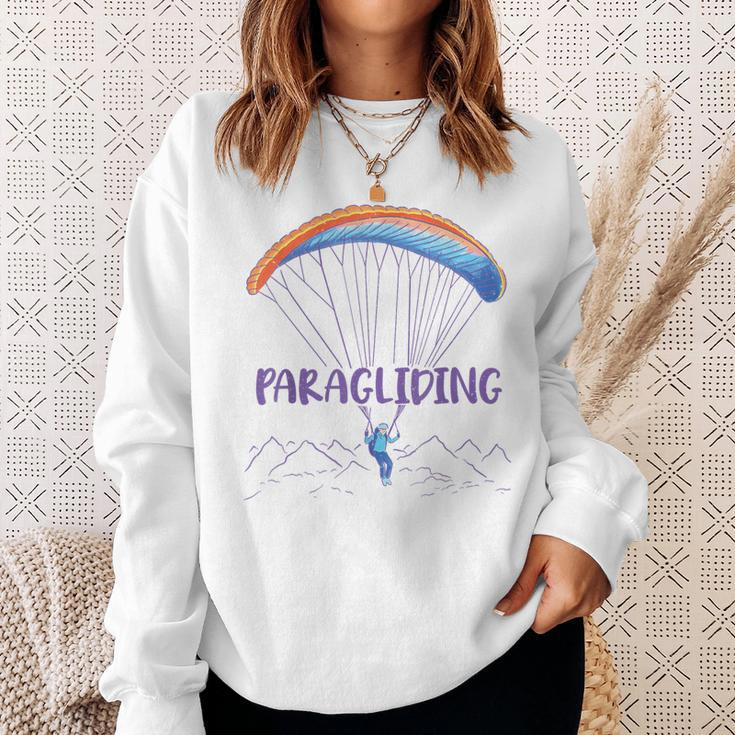 Paraglider Text Auf Parachute Mit Paraglider Flies In Gray Sweatshirt Geschenke für Sie