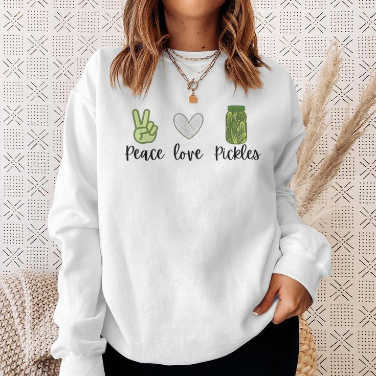 Peace Love Pickles Retro Pickles Lover Food Lover Sweatshirt Gifts for Her