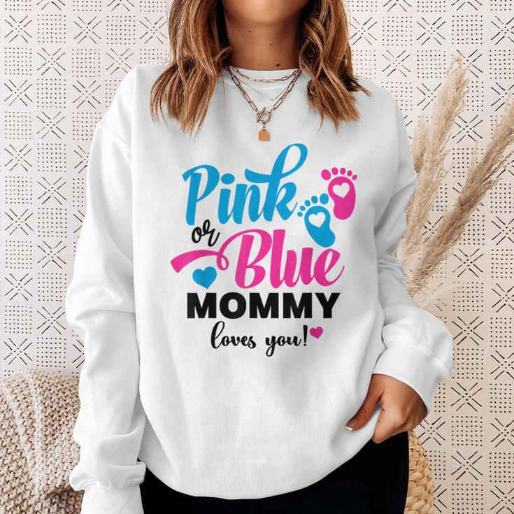 Pink Or Blue Mommy Loves You Gender Reveal Baby Announcement Sweatshirt Gifts for Her