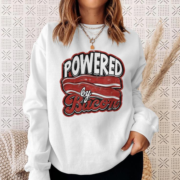 Powered By Bacon Morning Bread And Butter With Bacon Sweatshirt Gifts for Her