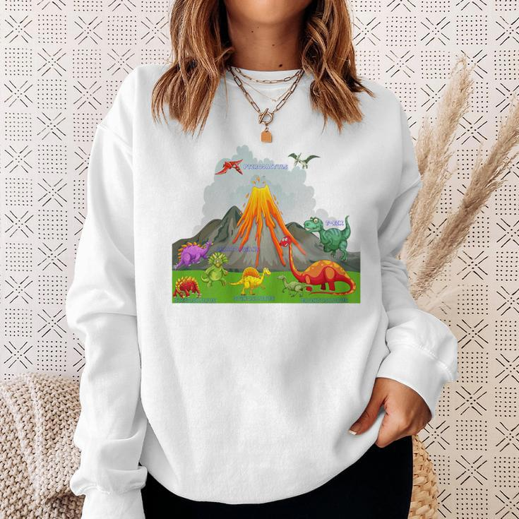 Prehistoric Landscape Dinosaurs Volcano Mountains Sweatshirt Gifts for Her