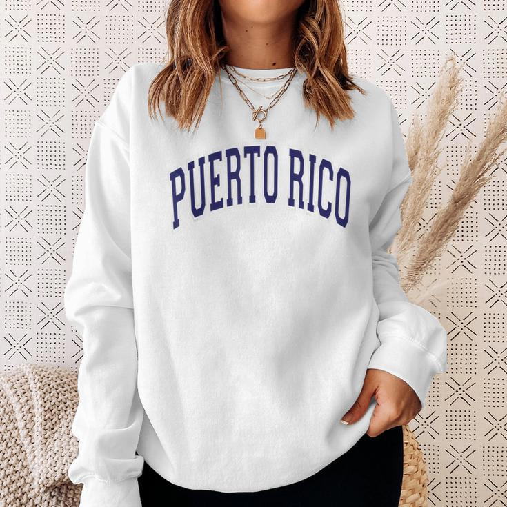 Puerto Rico Varsity Style Navy Blue Text Sweatshirt Gifts for Her