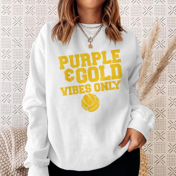 Purple Gold Game Day High School Volleyball Group Team Sweatshirt Gifts for Her
