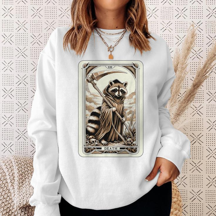 Raccoon Tarot Card Death Witchcraft Occult Raccoon Sweatshirt Gifts for Her