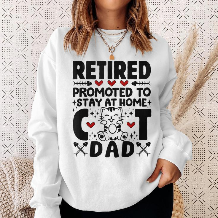 Retired Promoted To Stay At Home Cat Dad Cats Owner Lovers Sweatshirt Gifts for Her
