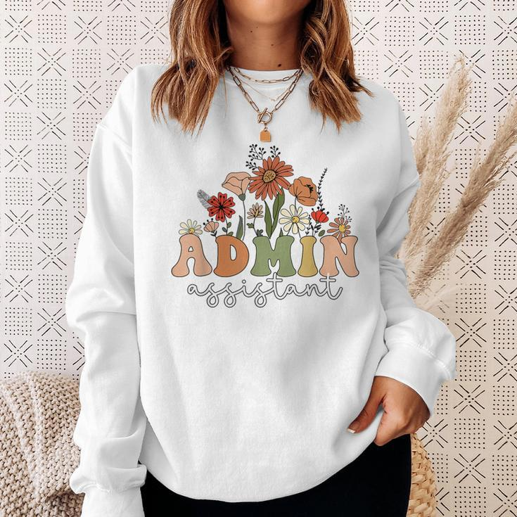Retro Admin Assistant Wildflowers Administrative Assistant Sweatshirt Gifts for Her