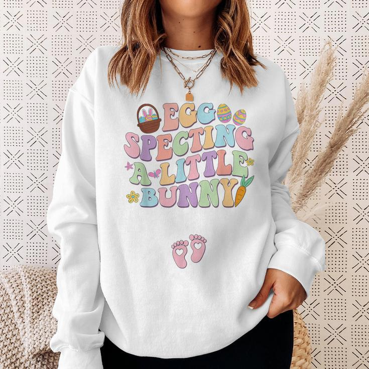 Retro Eggspecting Little Bunny Easter Pregnancy Announcement Sweatshirt Gifts for Her