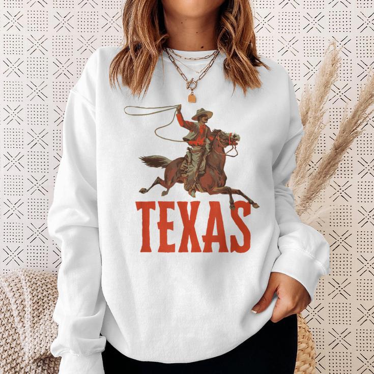 Retro Roping Cowboy & Bronco Texas Sweatshirt Gifts for Her