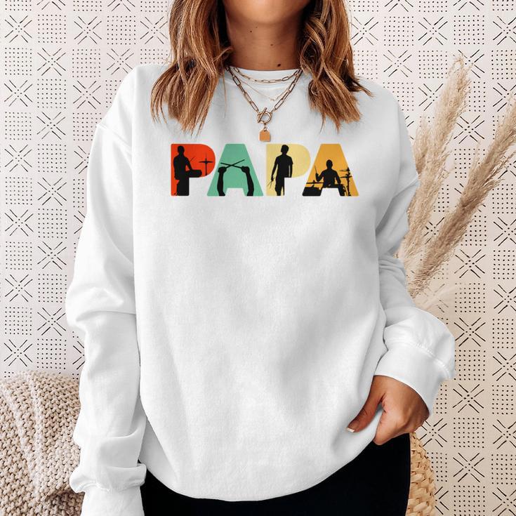 Retro Schlagzeug Papa Lustig Papa Schlagzeuger Sweatshirt Geschenke für Sie