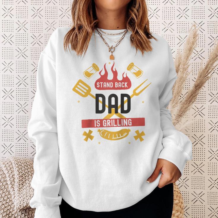 Stand Back Papa Grillt Raglan Sweatshirt Geschenke für Sie