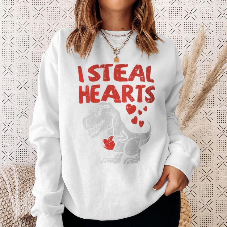 I Steal Hearts Trex Dino Baby Boy Valentines Day Toddler Sweatshirt Gifts for Her