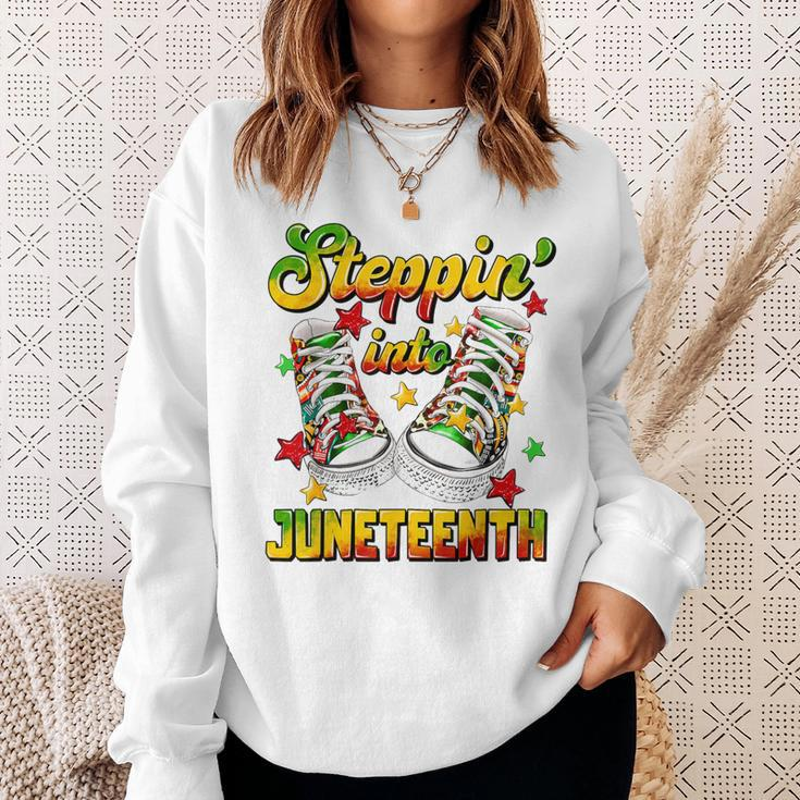 Stepping Into Junenth Like My Ancestors Shoes Black Proud Sweatshirt Gifts for Her