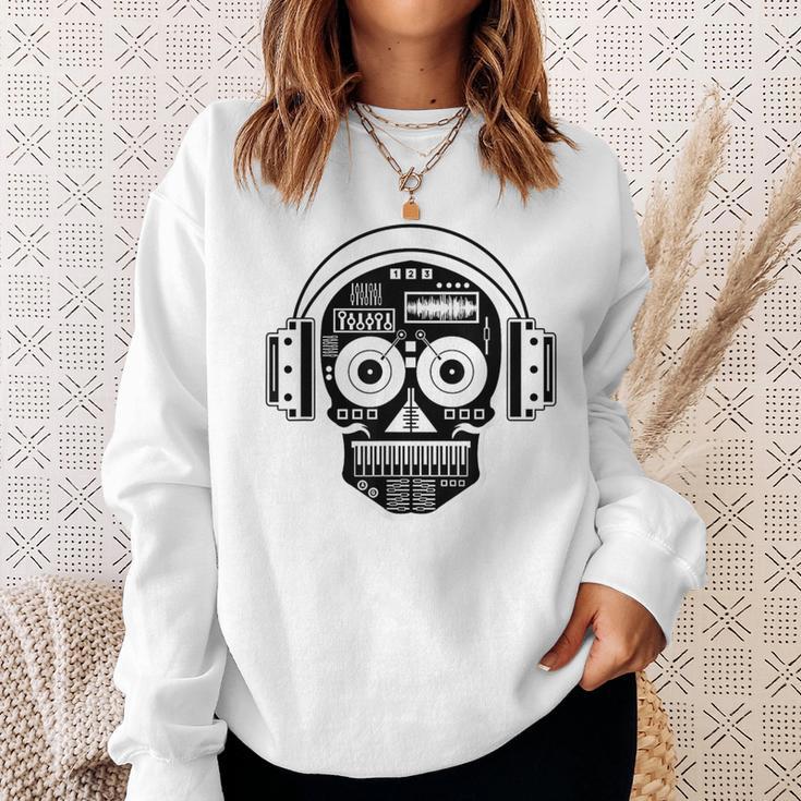 Sugarskull Dj Table Skull Disc Jockey Headphones Sweatshirt Gifts for Her