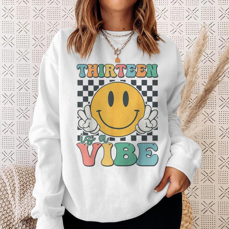 Thirn Is A Vibe 13Th Birthday Smile Face Hippie Boys Girl Sweatshirt Gifts for Her