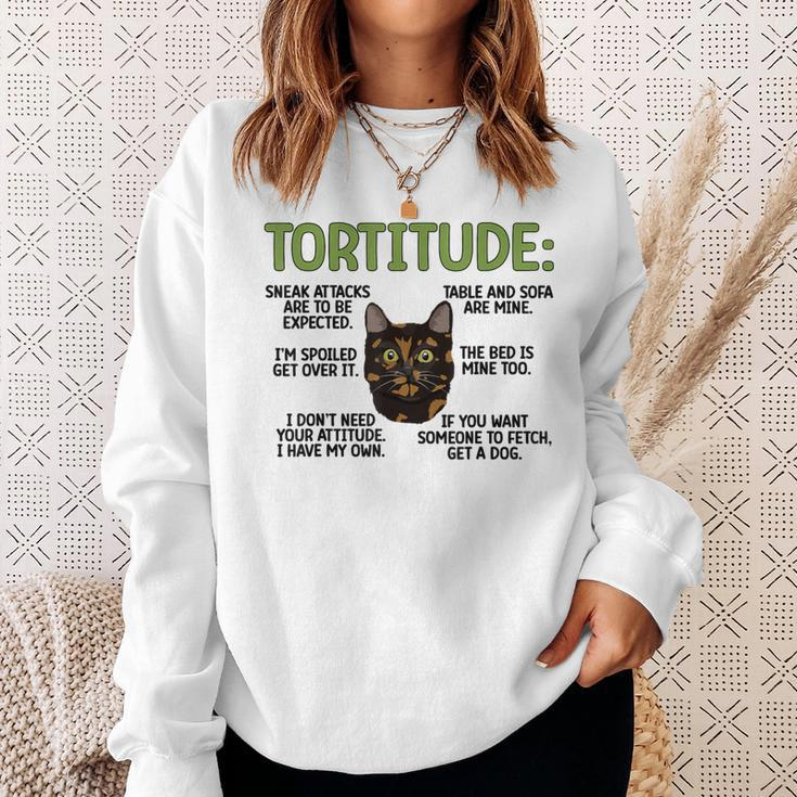 Tortitude Tortie Cat Lover Tortoiseshell Cat Owner Sweatshirt Gifts for Her