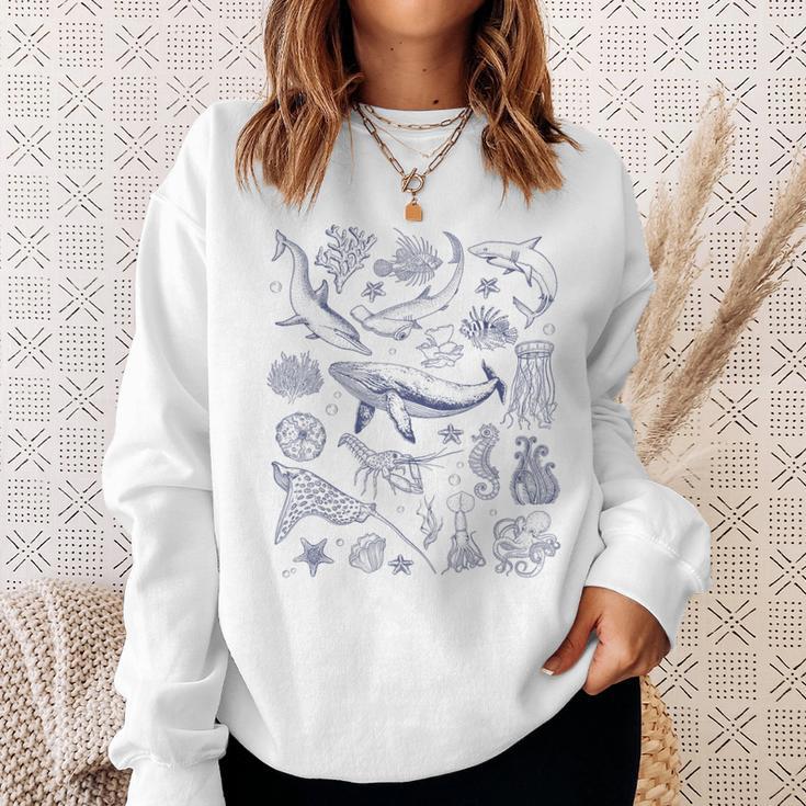 Vintage Retro Sea Animal Natural Ocean Sea Life 2024 Apparel Sweatshirt Gifts for Her